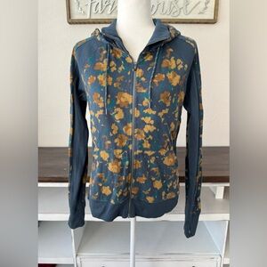 Kuhl Brava Hoodie Sweatshirt Metal Blue Print Organic Cotton Women's Size M